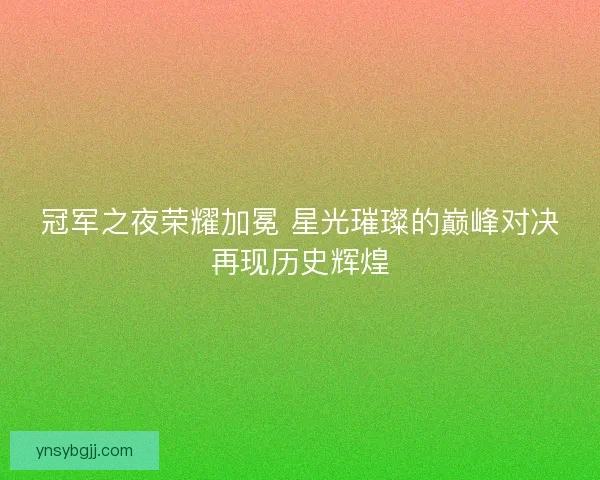 冠军之夜荣耀加冕 星光璀璨的巅峰对决再现历史辉煌