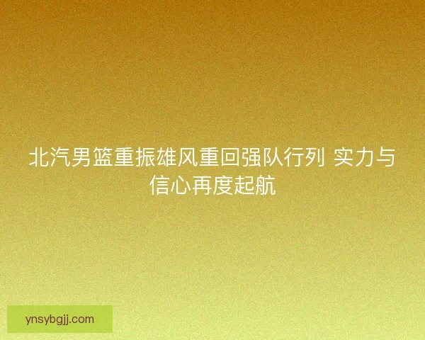 北汽男篮重振雄风重回强队行列 实力与信心再度起航