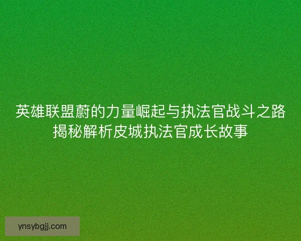 英雄联盟蔚的力量崛起与执法官战斗之路揭秘解析皮城执法官成长故事